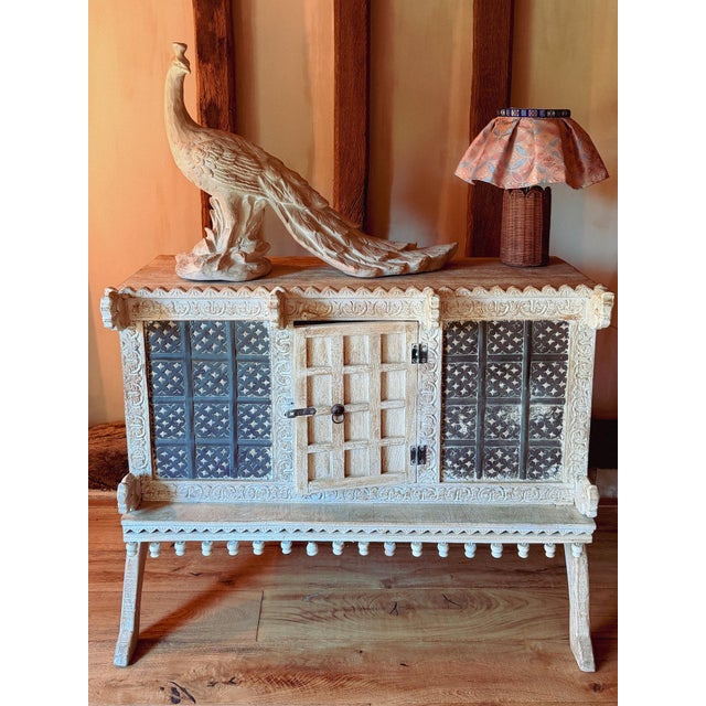Wood Mid-Century Indian Carved Cabinet with Horse-Head Details, 1970s For Sale - Image 7 of 8