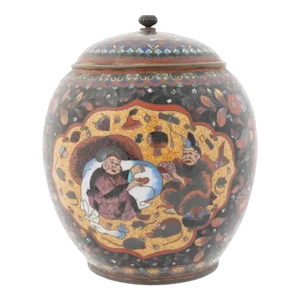 Large Late 19th Century Japanese Meiji Lidded Cloisonne Enamel Jar