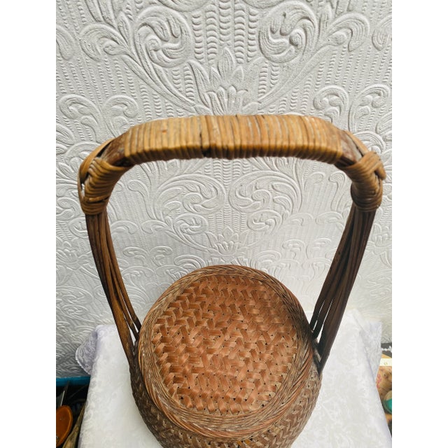 1920s Antique Chinese Tall Sewing Storage Basket Signed by Maker For Sale - Image 11 of 13