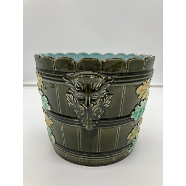 Early 20th Century Art Nouveau Vase Cache Pot Barbotine Ceramic Gustave De Bruyn Lille For Sale - Image 9 of 14