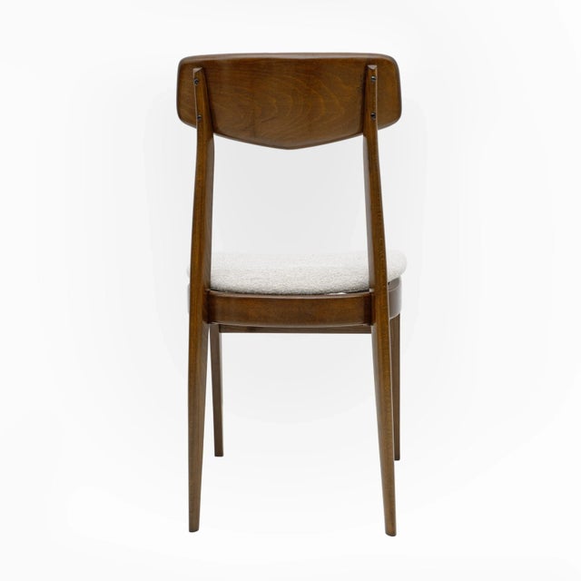 Walnut-Stained Beech and Bouclè Fabric Dining Chairs, Denmark, 1960s, Set of 6 For Sale - Image 10 of 11