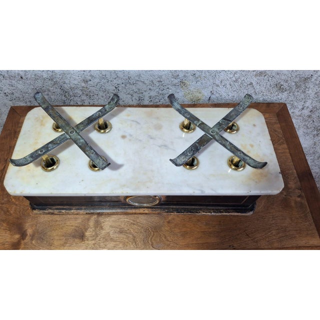 19th Century Napoleon III Trade Scale in Brass and Marble For Sale - Image 4 of 11