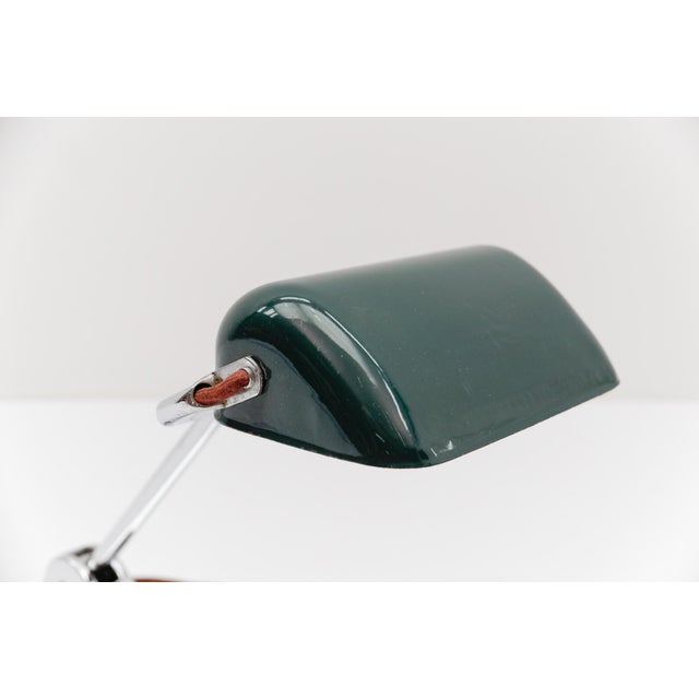 Bauhaus Chrome and Green Enamel Banker Lamp by Jacobus, 1930s For Sale - Image 17 of 18