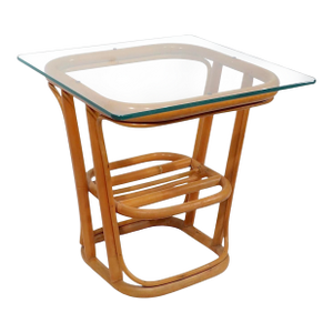 Vintage Mid Century Bamboo and Glass Side Table