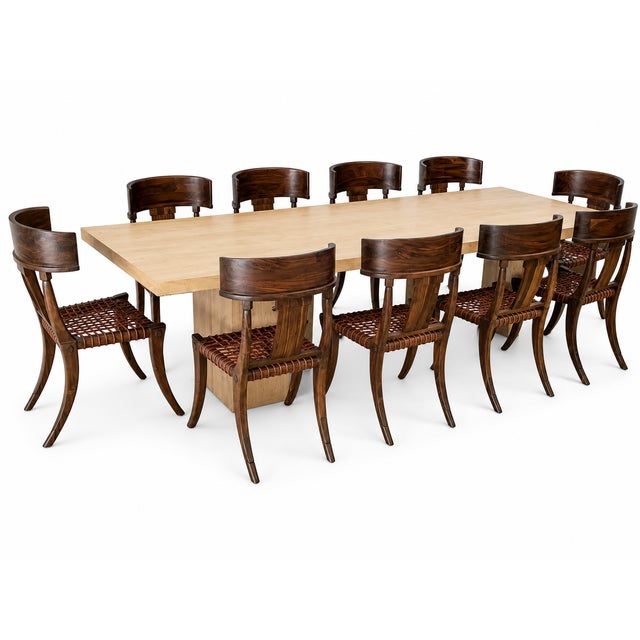 Mid-Century Modern Klismos Style Solid Walnut Dining Chairs -Set of 10 For Sale - Image 3 of 7