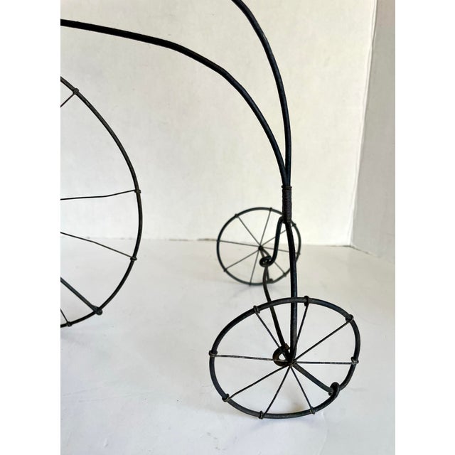 Mid 20th Century Mid-Century Folk Art Wire High-Wheel Tricycle Sculpture For Sale - Image 5 of 9