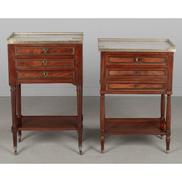 Louis XVI Style Marble Top Nightstand or Side Table For Sale - Image 9 of 10