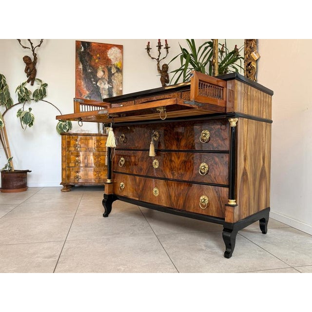 Traditional Antique Empire Writing Desk in Walnut For Sale - Image 3 of 18
