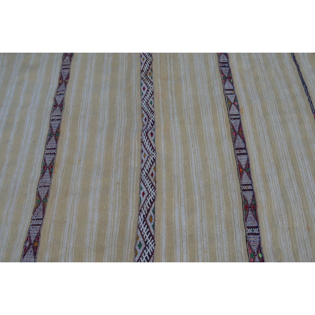 Mid 20th Century Striped Silk Motif Moroccan Blanket For Sale - Image 4 of 7