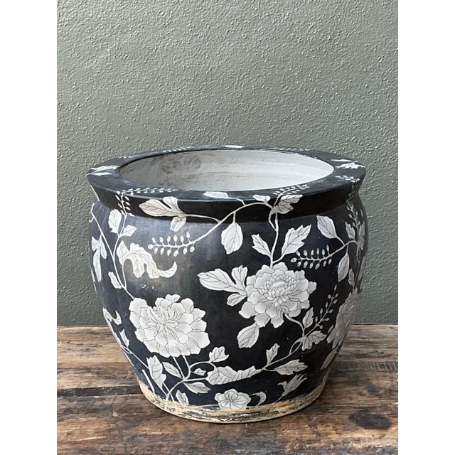 Vintage Printed Floral Ceramic Planter For Sale - Image 9 of 12