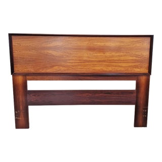 Vintage Danish Mid-Century Modern Reversible Rosewood & Cane Queen Headboard For Sale