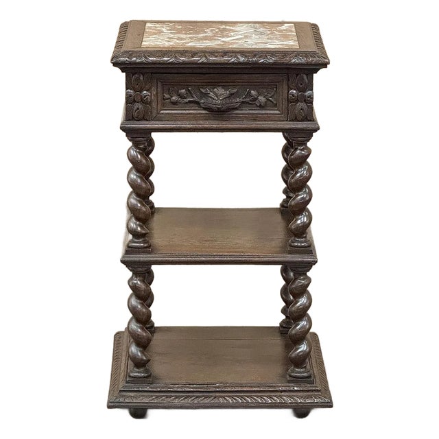 19th Century French Renaissance Marble Top Nightstand ~ End Table For Sale