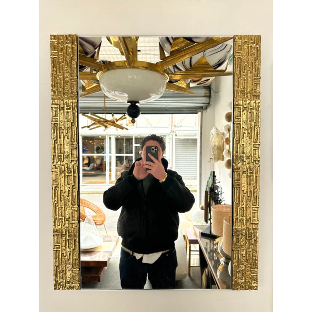 Gilt Brass Sculpture Mirror by Luciano Frigerio, Italy, 1970s For Sale - Image 13 of 13