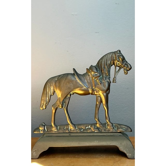 Vintage Brass Horse Door Stop For Sale - Image 9 of 12