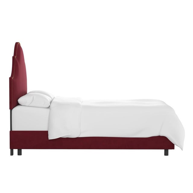 Contemporary Full Bed in Velvet Berry For Sale - Image 3 of 6