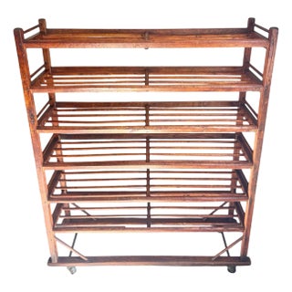 1910s Antique Wooden Factory Shoe Rack For Sale