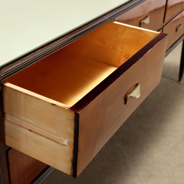 Vintage Dressing Table in Wood & Glass Top with Mirror, Italy, 1960s For Sale - Image 5 of 11