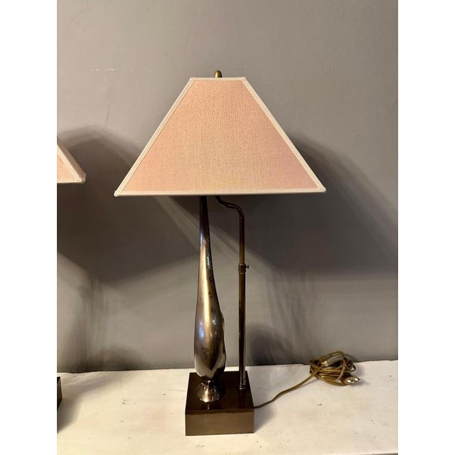 Gold French Extendable Brass Table Lamps, 1980s, Set of 2 For Sale - Image 8 of 11