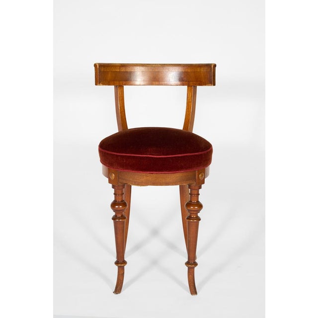 Italian Curved Back Chair in Walnut with Red Velvet Seat, Early 20th Century For Sale - Image 13 of 18