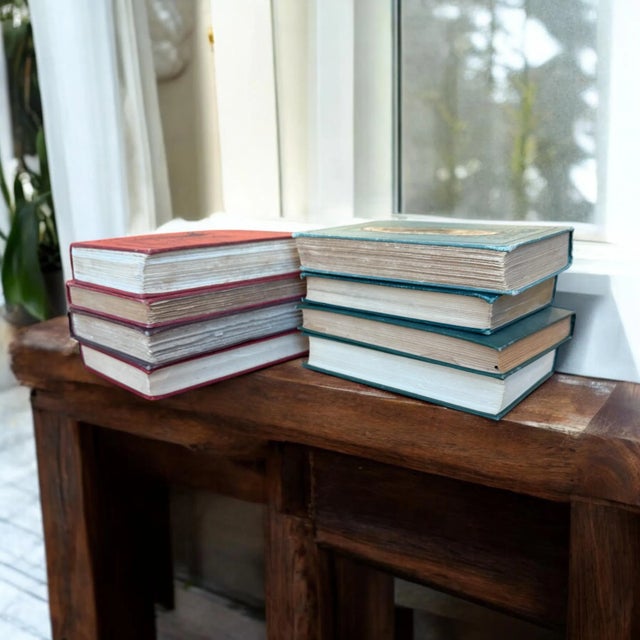 Red Set of 8 Antique Vintage Decor Designer Collection Hardcover Books Red Green Decor For Sale - Image 8 of 14