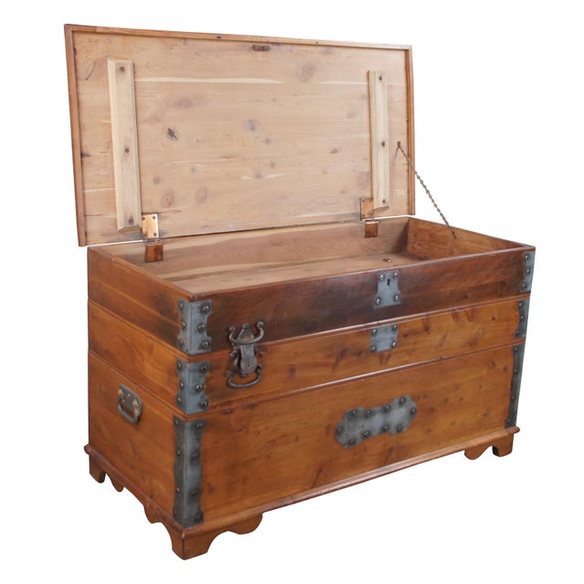 A rare and one of a kind swivel top stacking trunk, circa mid 20th Century. Features a rectangular frame made from...