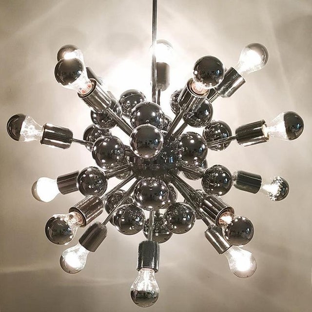 Metal Chrome Sputnik Pendant Lamp by Goffredo Reggiani, Italy, 1970s For Sale - Image 7 of 13