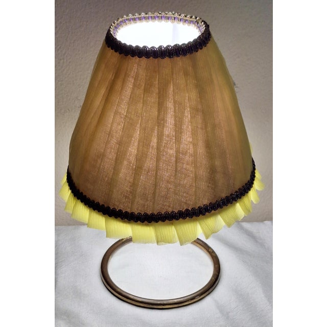 1950s Mid-Century Minimalist German Table Lamp with Brass Base and Fabric Shade from Lamplove, 1950s For Sale - Image 5 of 10