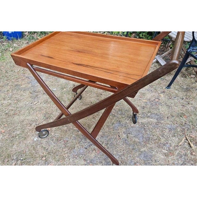 Mid-Century Modern Danish Folding Bar Cart from Svend Åge Madsen, 1960 For Sale - Image 6 of 14