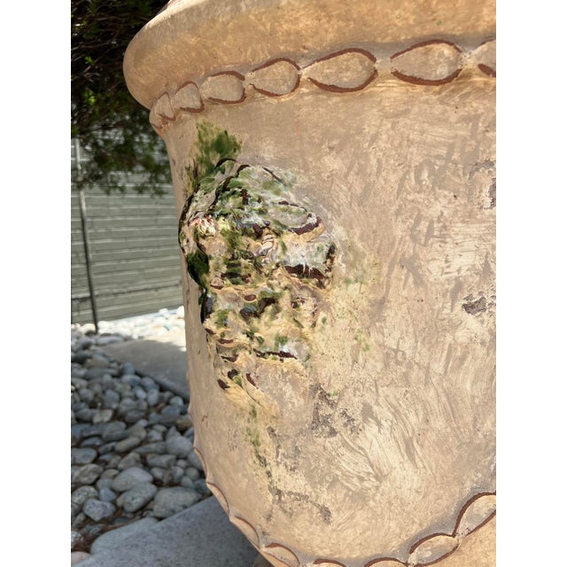 Pair of French Garden Pots From Anduze With Antiqued Patina, Mascarons and Swags For Sale - Image 12 of 16