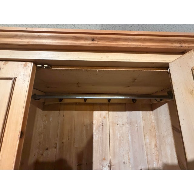 Wood Antique Scrubbed Pine Armoire For Sale - Image 7 of 11