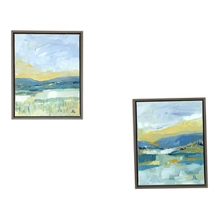 Framed Acrylic Landscapes Set of 2 For Sale