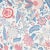 Sample - Schumacher Arborvitae Fabric in Rose & Delft For Sale