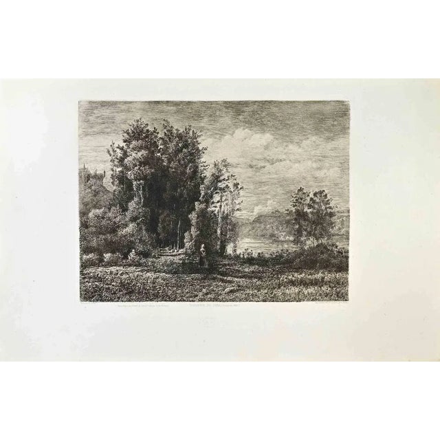 Souvenir du Jura is an artwork realized by X.Dananche in the 1870s. Etching. Good conditions. Realized for the "Société...