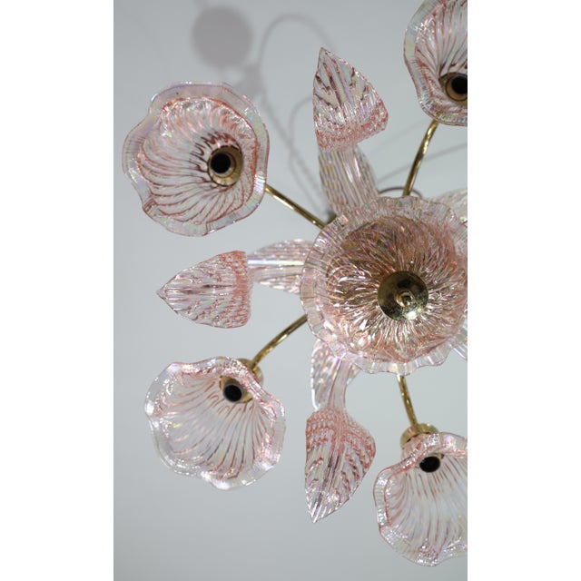 Liz Taylor, Iridiscent Pink Murano Glass Chandelier, 1980s For Sale - Image 11 of 18