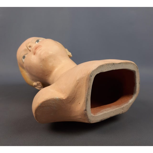 Terracotta Bust of Girl with Bow, 1960s For Sale - Image 16 of 18