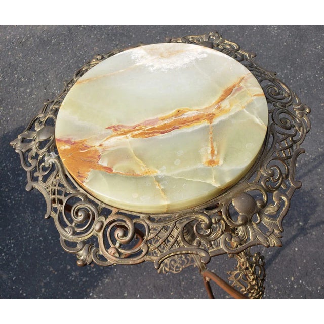 1970s 1970s Carved Iron With Stone Top Plant Stand For Sale - Image 5 of 7