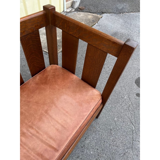 Early 20th Century L. & j.g. Stickley Model 216 Mission Oak Settle – Signed – 72” For Sale - Image 15 of 18