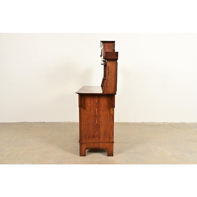 Liberty & Co. Antique English Arts & Crafts Oak Sideboard With Stained Glass Door, Circa 1900 For Sale - Image 14 of 16