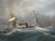 Traditional s.s. Shelley Steam Sail Ship in Heavy Seas — Attributed to Lucas Papaluca Early 20th Century Neapolitan Marine Painting | Gouache on Paper | Framed For Sale - Image 3 of 18