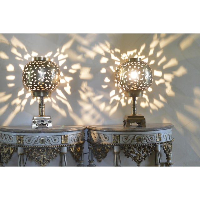 Vintage Brass Table Lamps, 1950s, Set of 2 For Sale - Image 3 of 15