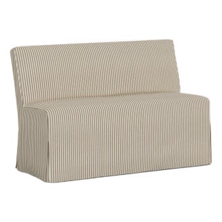 Slipcover for Stoffer Home x Cloth & Company for Lindy Slipcover Dining Banquette in Jane Stripe Burlap For Sale