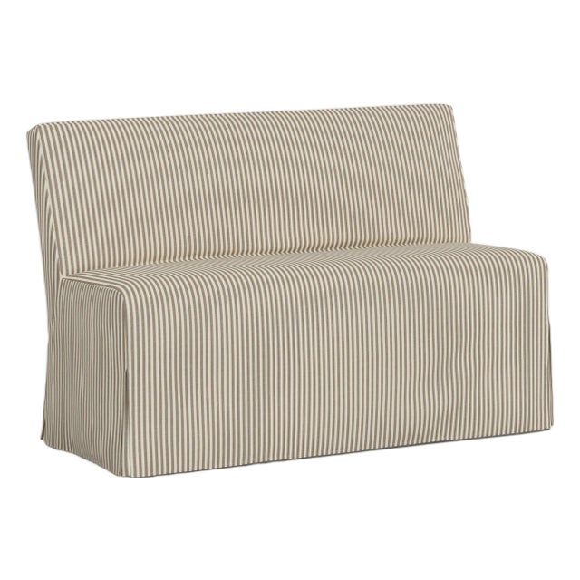 Slipcover for Stoffer Home x Cloth & Company for Lindy Slipcover Dining Banquette in Jane Stripe Burlap For Sale