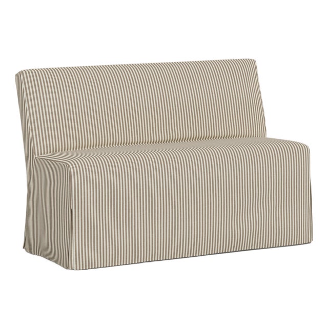 Stoffer Home x Cloth & Company Slipcover for Lindy Dining Banquette in Jane Stripe Burlap For Sale
