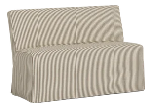 Stoffer Home x Cloth & Company Slipcover for Lindy Dining Banquette in Jane Stripe Burlap