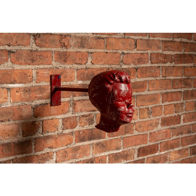 Folk Art Mid-Century Stylized Child Wall Mount Display Bust For Sale - Image 3 of 7