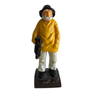 Antique Figural Old Salt Fisherman Cast Iron Doorstop