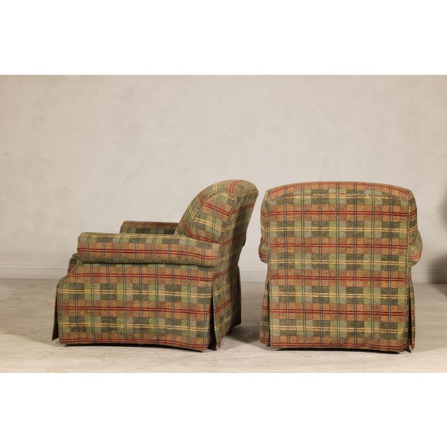 Pair of Kravet Plaid Upholstered Club Chairs with Skirted Base for Cozy Seating For Sale - Image 10 of 12