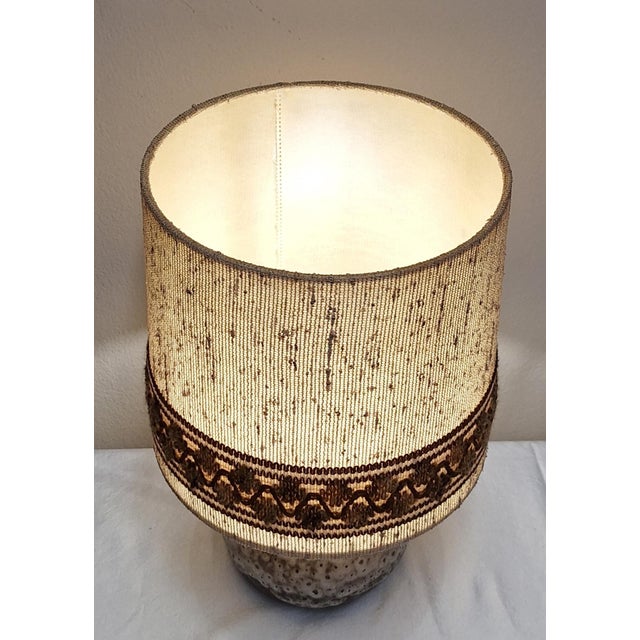 1970s Vintage Fat Lava Ceramic Table Lamp with Fabric Shade from Pan, 1970s For Sale - Image 5 of 8