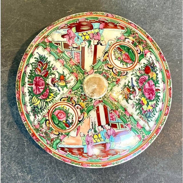 Vintage Asian Rose Famile Lidded Bowl For Sale - Image 11 of 12