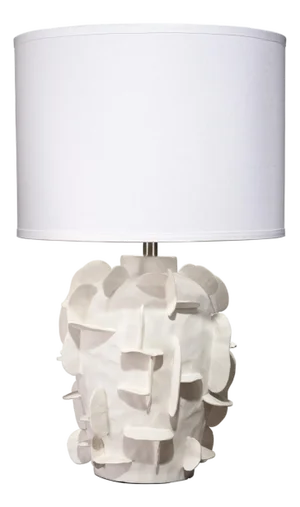 Jamie Young Helios Ceramic Table Lamp with Linen Shade, White